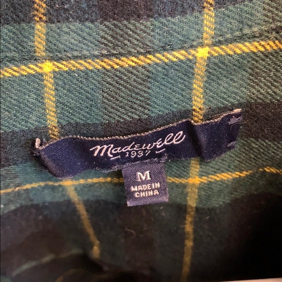 Madewell green plaid long sleeve top sz medium - Picture 4 of 5